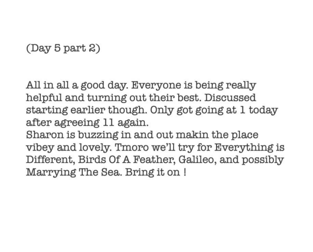 Diary entry day 5 part 2